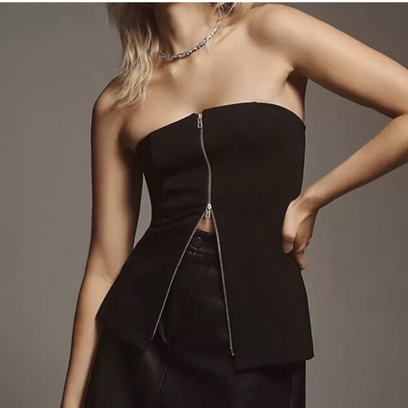 Rag & bone Irina Zipper Strapless Top Black Medium - Picture 1 of 7